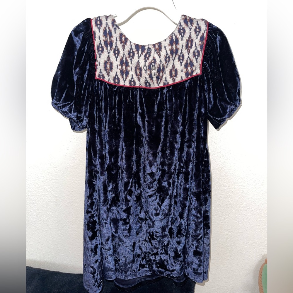 Zara Blue Puff Sleeve Bib Collar Girls Dress